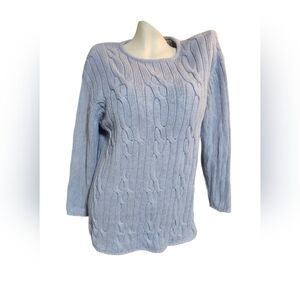 Maggie's Choice, Cotton, Light Blue Cable Knit Sweater